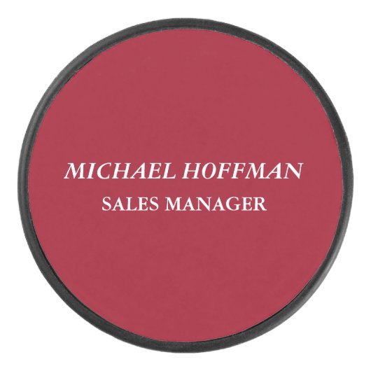 Creative Carmine Red Minimalist klassiek cursief Hockey Puck (Voorkant)