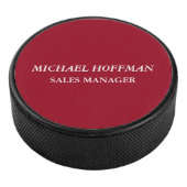 Creative Carmine Red Minimalist klassiek cursief Hockey Puck (3/4)