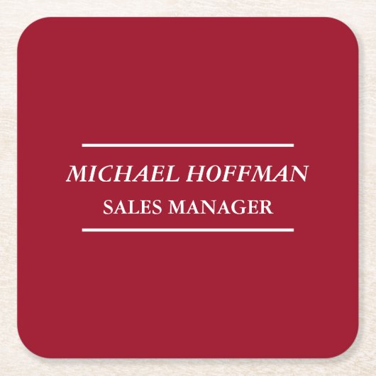 Creative Carmine Red Minimalist klassiek cursief Kartonnen Onderzetters (Voorkant)