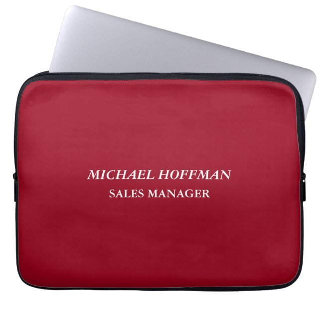 Creative Carmine Red Minimalist klassiek cursief Laptop Sleeve (Voorkant)