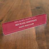 Creative Carmine Red Minimalist klassiek cursief Naambordje (Zijkant)