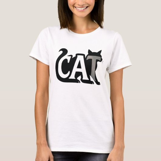 Creative CAT Typography Silhouet T-shirt (Voorkant)