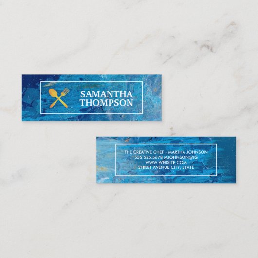Creative Chef | Kokergereedschap | Moderne kunst Mini Visitekaartje (Voorkant / Achterkant)