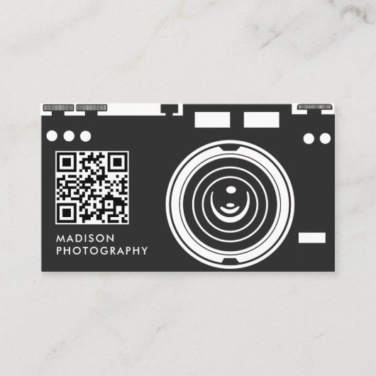 Creative & Chic Photography Black Qr Code Visitekaartje (Voorkant)