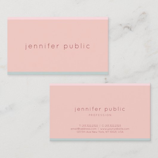Creative Chic roze Green Modern Simple Sjabloon Visitekaartje (Voorkant / Achterkant)
