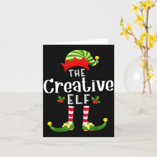Creative Christmas Elf Matching Pajama X-mas Party Kaart (Gele Bloem)