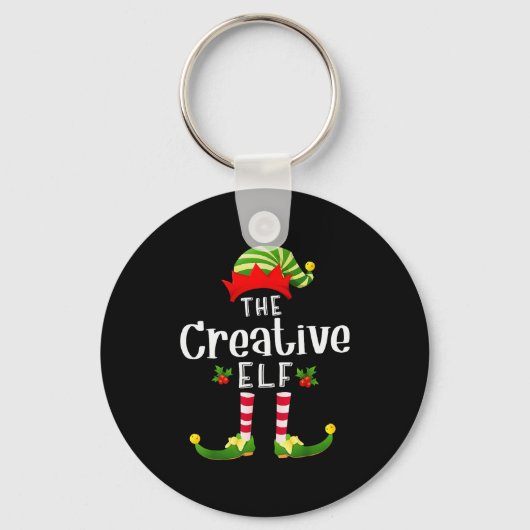 Creative Christmas Elf Matching Pajama X-mas Party Sleutelhanger (Voorkant)