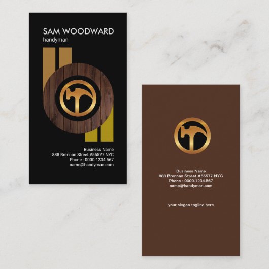 Creative Circular Wood Panel Handyman Visitekaartje (Voorkant / Achterkant)