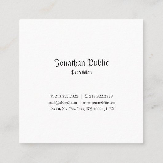 Creative Classic look Professional Nostalgy Plain Vierkante Visitekaartje (Achterkant)