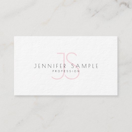 Creative Clean Plain Pink Monogram Moderne Luxe Visitekaartje (Voorkant)
