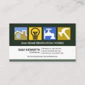 Creative Colorful Construction Symbols Contractor Visitekaartje (Voorkant)