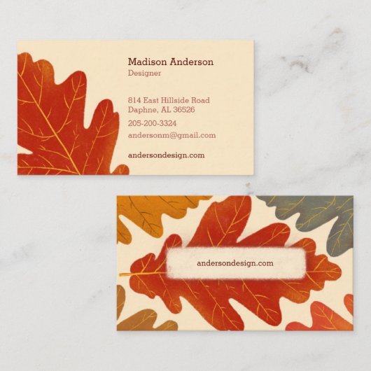 Creative Colorful Herfst Oak Leaf Visitekaartje (Voorkant / Achterkant)
