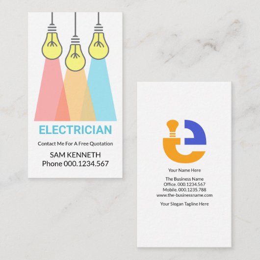 Creative Colorful Light Lighting Electricia Visitekaartje (Voorkant / Achterkant)