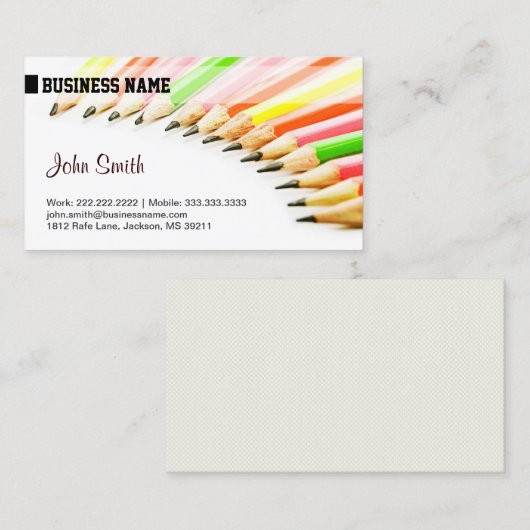 Creative Colour Pencils Design Visitekaartje (Voorkant / Achterkant)