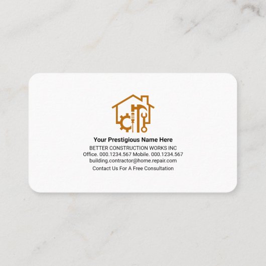 Creative Construction Handyman Tools Banner Visitekaartje (Achterkant)