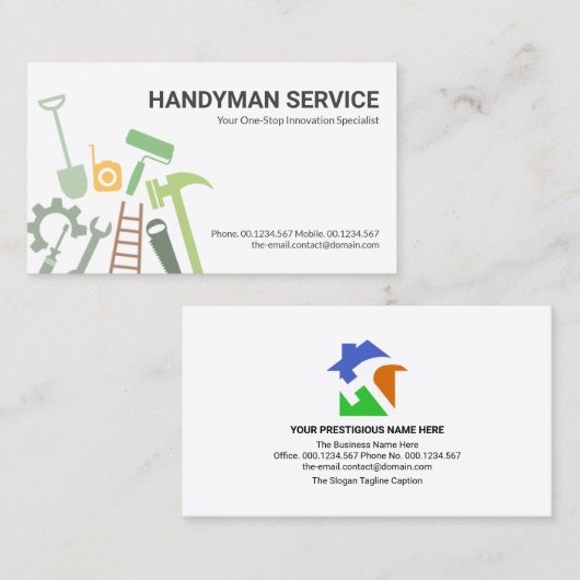 Creative Construction Handyman Tools Home Repair Visitekaartje (Voorkant / Achterkant)