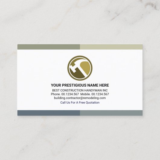 Creative Contractor Handyman Tools Contractor Visitekaartje (Achterkant)
