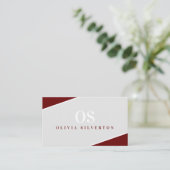 CREATIVE CORNERS classy monogram maroon grijs wit Visitekaartje (Staand voorkant)