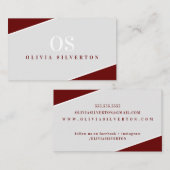 CREATIVE CORNERS classy monogram maroon grijs wit Visitekaartje (Voorkant / Achterkant)