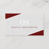 CREATIVE CORNERS classy monogram maroon grijs wit Visitekaartje (Voorkant)