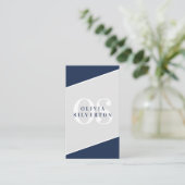 CREATIVE CORNERS classy monogram navy grijs wit Visitekaartje (Staand voorkant)