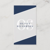 CREATIVE CORNERS classy monogram navy grijs wit Visitekaartje (Voorkant)