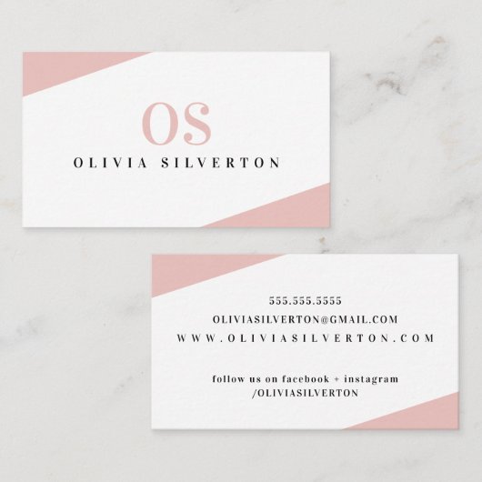 CREATIVE CORNERS classy monogram roze wit zwart Visitekaartje (Voorkant / Achterkant)