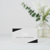 CREATIVE CORNERS classy monogram zwart grijs wit Visitekaartje (Staand voorkant)