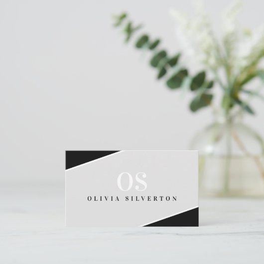 CREATIVE CORNERS classy monogram zwart grijs wit Visitekaartje (Staand voorkant)