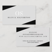 CREATIVE CORNERS classy monogram zwart grijs wit Visitekaartje (Voorkant / Achterkant)