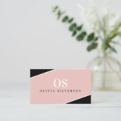 CREATIVE CORNERS classy monogram zwart roze wit Visitekaartje (Staand voorkant)