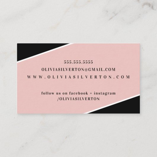 CREATIVE CORNERS classy monogram zwart roze wit Visitekaartje (Achterkant)