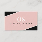 CREATIVE CORNERS classy monogram zwart roze wit Visitekaartje (Voorkant)