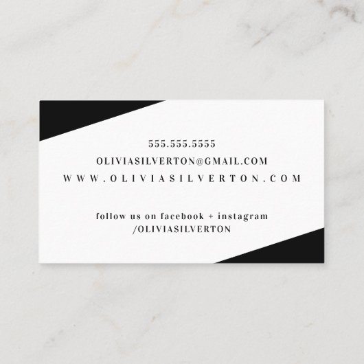 CREATIVE CORNERS classy monogram zwart wit Visitekaartje (Achterkant)