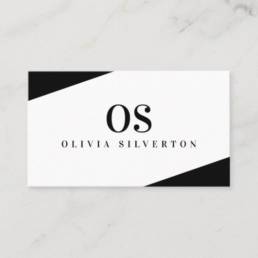 CREATIVE CORNERS classy monogram zwart wit Visitekaartje (Voorkant)