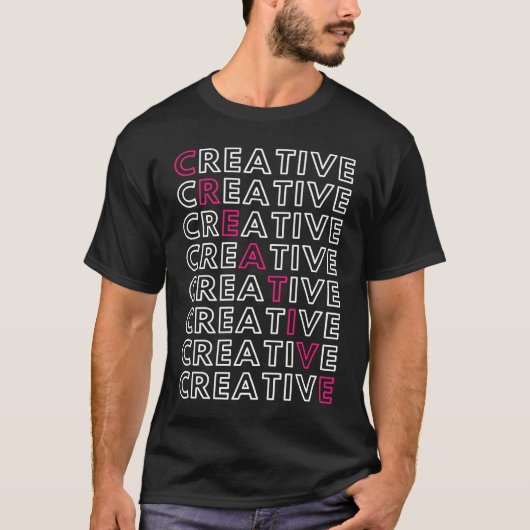 Creative Crossword Box with Pink and White Letters T-shirt (Voorkant)
