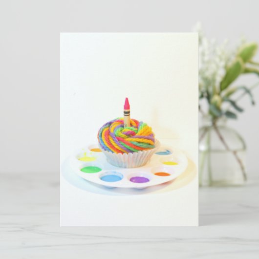Creative Cupcake Birthday Party Invitation Kaart (Staand voorkant)