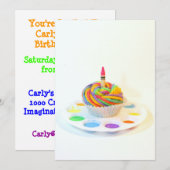 Creative Cupcake Birthday Party Invitation Kaart (Voorkant / Achterkant)
