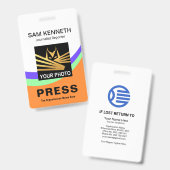 Creative Curvature Wave Press Photo ID Badge (Voor- en achterkant)