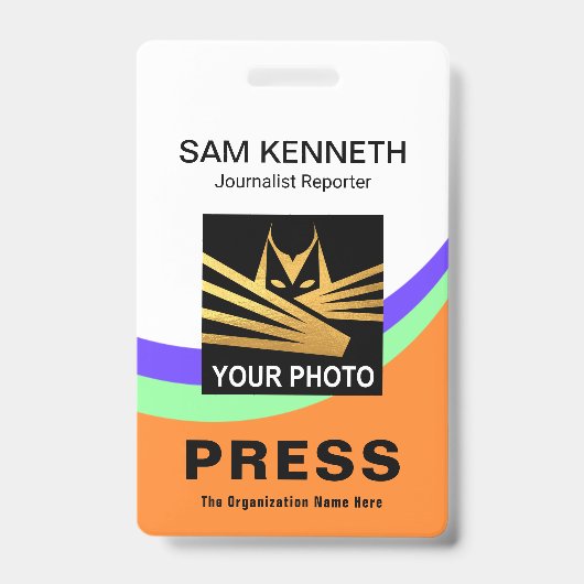 Creative Curvature Wave Press Photo ID Badge (Voorzijde)