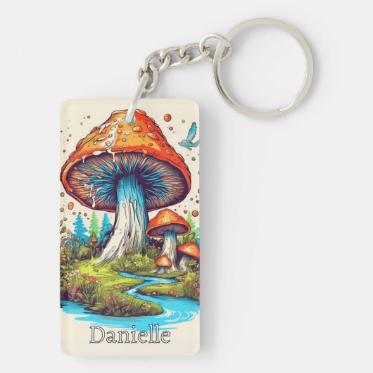 Creative Custom Monogram Psychedelic Mushroom Sleutelhanger (achterkant)
