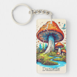 Creative Custom Monogram Psychedelic Mushroom Sleutelhanger