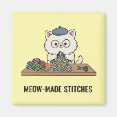 Creative Cute Cat Knitting Craft Cartoon Magnet (Voorkant)