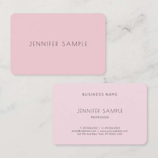 Creative Cute Design Pink Professional Plain Luxe Visitekaartje (Voorkant / Achterkant)