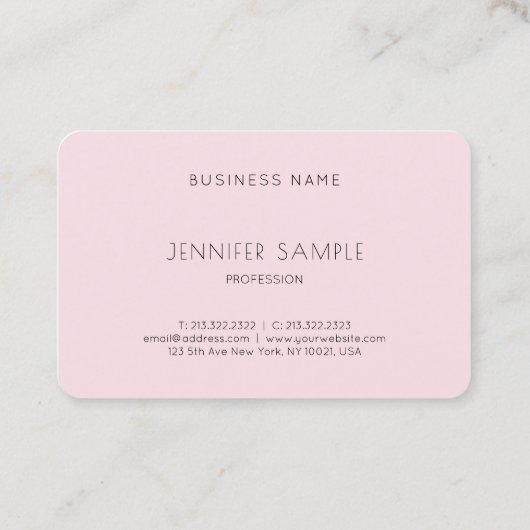 Creative Cute Design Pink Professional Plain Luxe Visitekaartje (Achterkant)