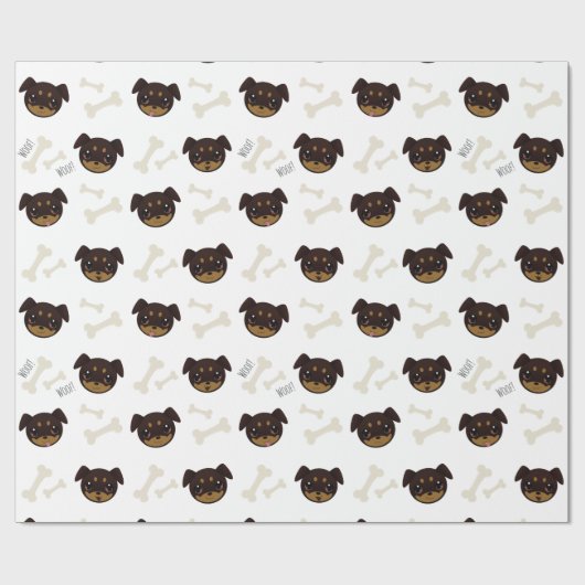 Creative Cute Rottweiler Puppy & Botten Patroon Cadeaupapier (Vlak)