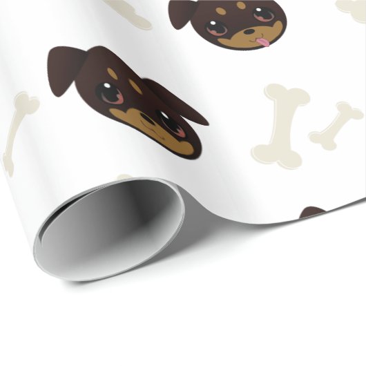 Creative Cute Rottweiler Puppy & Botten Patroon Cadeaupapier (Rol Hoek)