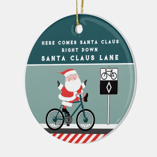 Creative Cyclist Biking Kerstmis 2023 Keramisch Ornament (Links)