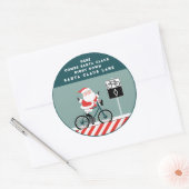 Creative Cyclist Biking Kerstmis Ronde Sticker (Envelop)