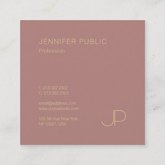 Creative Design Gold Monogram Sjabloon Moderne Lux Vierkante Visitekaartje (Achterkant)